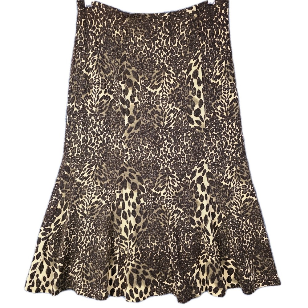 Vintage Donna Vinci Knits Skirt‎ Sz 10 Leopard Angora Blend Glam Midi Mob Wife
